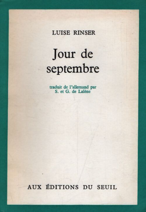 Jour de septembre - Luise Rinser - Livre