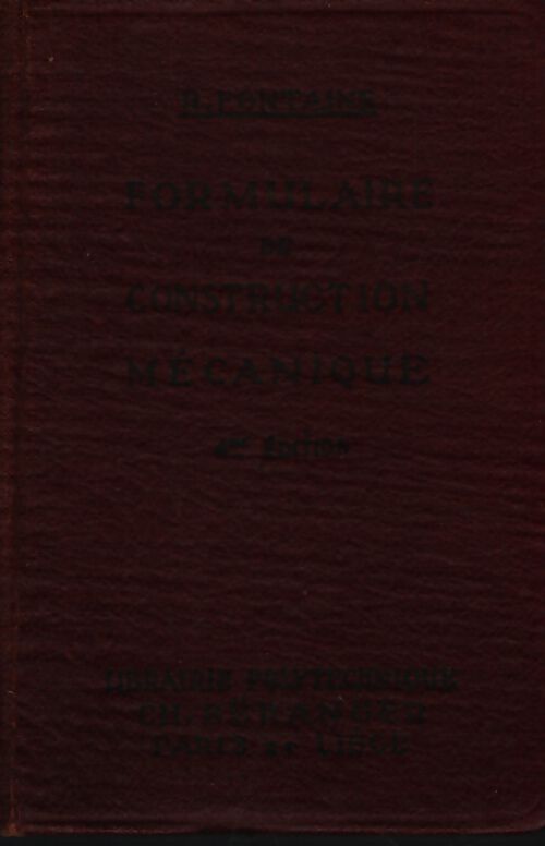 Formulaire deconstruction mécanique - Robert Fontaine - Livre