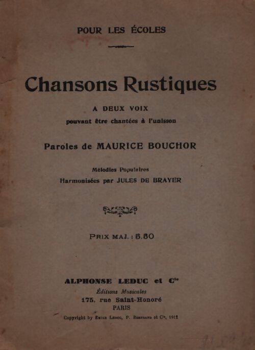 Chansons rustiques à deux voix - Maurice Bouchor - Livre