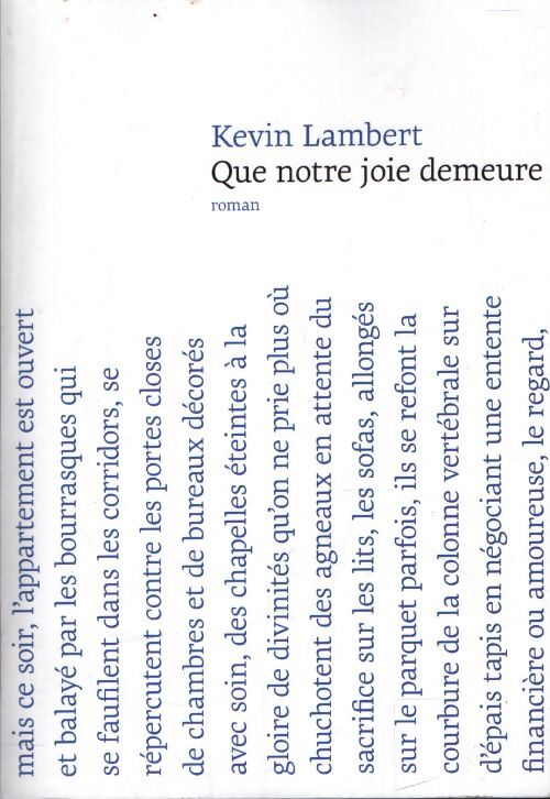 Que notre joie demeure - Kev Lambert - Livre