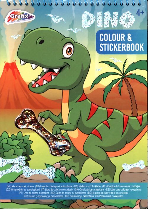 Dino : Livre de coloriage et autocollants - Collectif - Livre