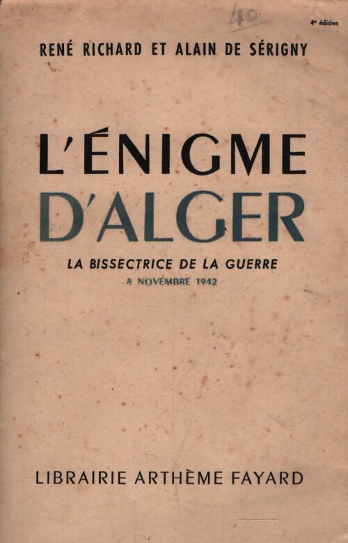 L'énigme d'Alger - René Richard - Livre