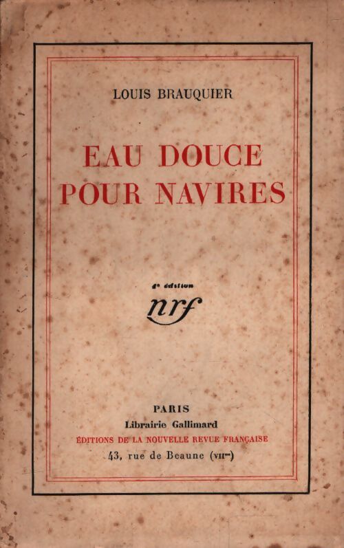 Eau douce pour navires - Louis Brauquier - Livre