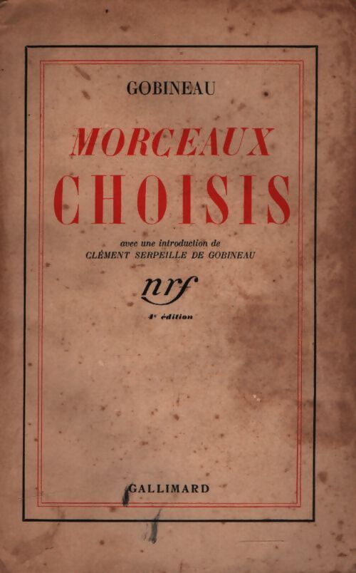 Morceaux choisis - Gobineau - Livre