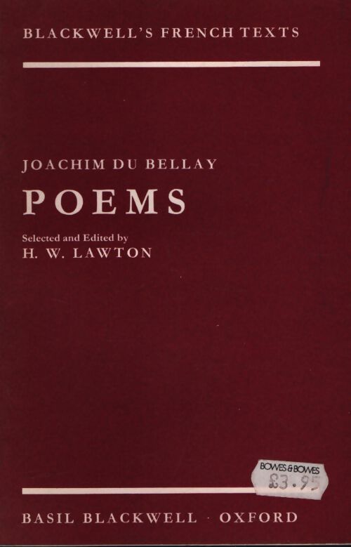 Poems Joachim du Belay - H.W Lawton - Livre