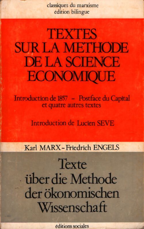 Textes sur la méthode de la science économique - Karl Marx - Livre