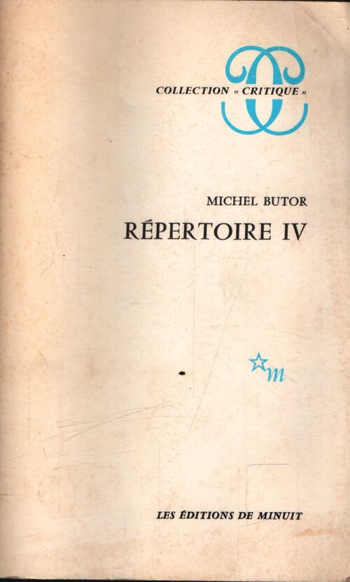 Répertoire Tome IV - Michel Butor - Livre