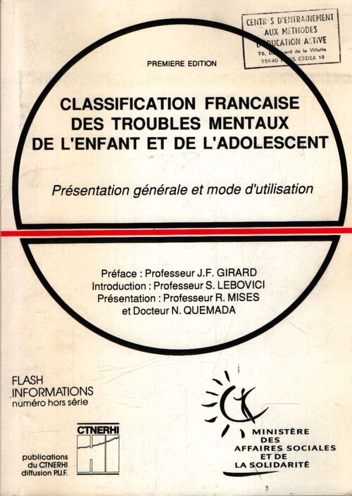 Classification française des troubles mentaux de l'enfant et de l'adolescent - Collectif - Livre