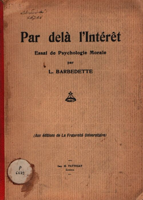 Par delà l'intérêt - L Barbedette - Livre