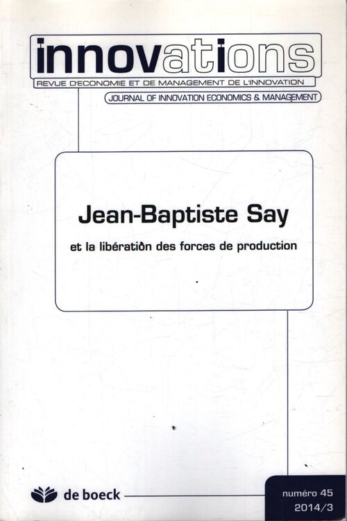 Cahiers d'économie de l'innovation 2014/3 n°45 - Inconnu - Livre
