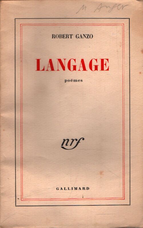 Langage - Robert Ganzo - Livre