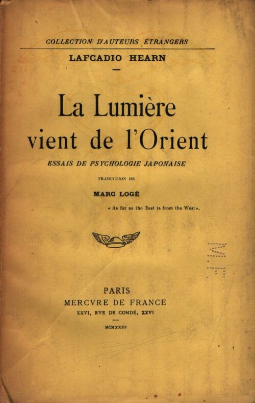 La lumière vient de l'orient - Lafcadio Hearn - Livre