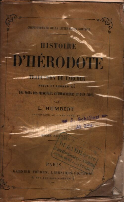 Histoire d'Hérodote Tome II - Hérodote - Livre