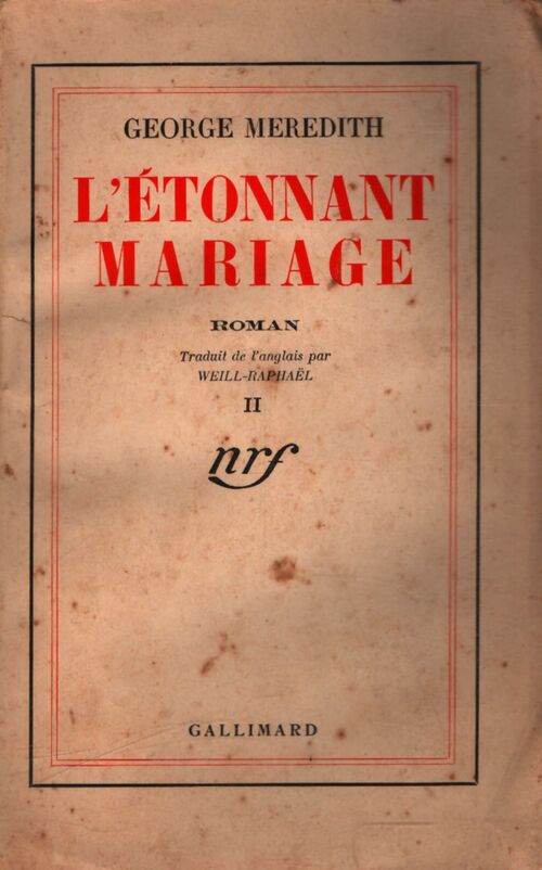 L'étonnant mariage Tome II - George Meredith - Livre