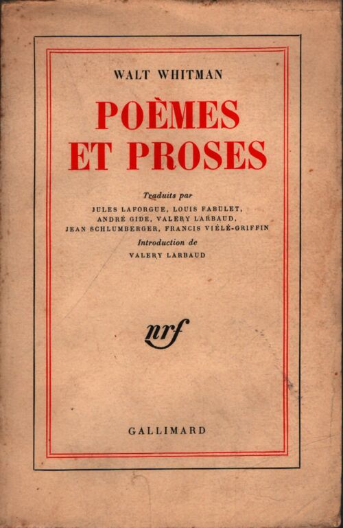 Poèmes et proses - Walt Whitman - Livre