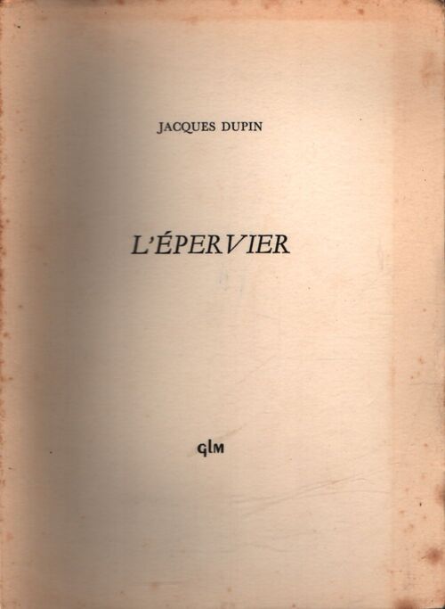 L'épervier - Jacques Dupin - Livre