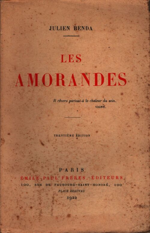 Les amorandes - Julien Benda - Livre