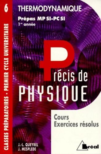 Thermodynamique : MPSI PCSI - Jean Louis Queyrel - Livre