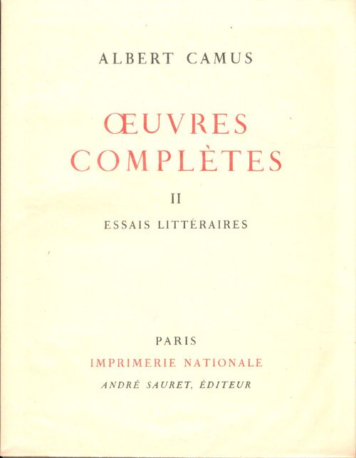 Oeuvres complètes Tome II - Albert Camus - Livre