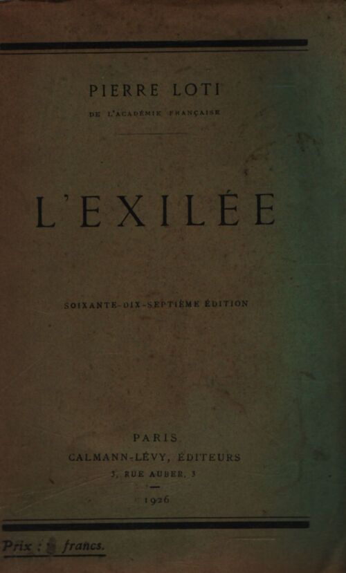 L'éxilée  - Pierre Loti - Livre