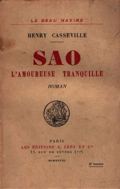 Sao l'amoureuse tranquille - Henry Casseville - Livre