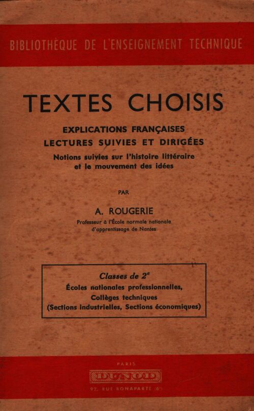 Textes choisis Seconde - A. Rougerie - Livre