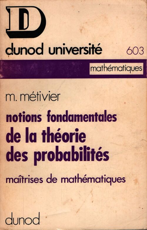 Notions fondamentales de la théorie des probabilités - M Métivier - Livre