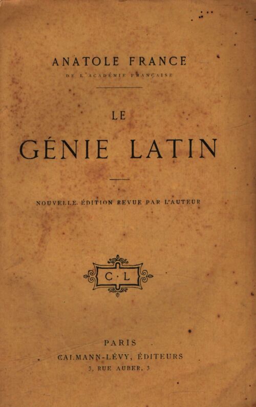 Le génie latin - Anatole France - Livre