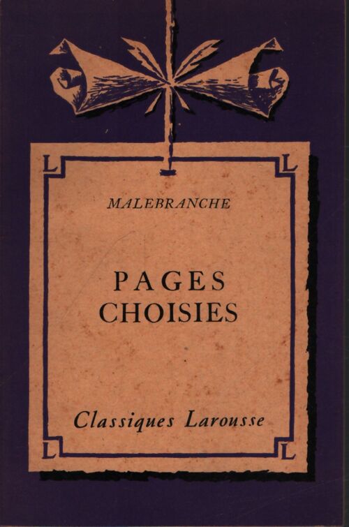Pages choisies - Malebranche - Livre