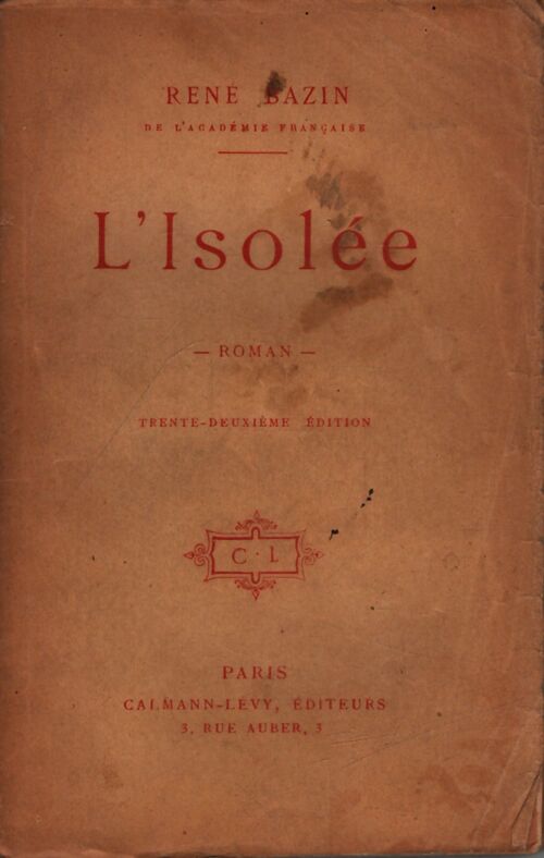 L'isolée - René Bazin - Livre