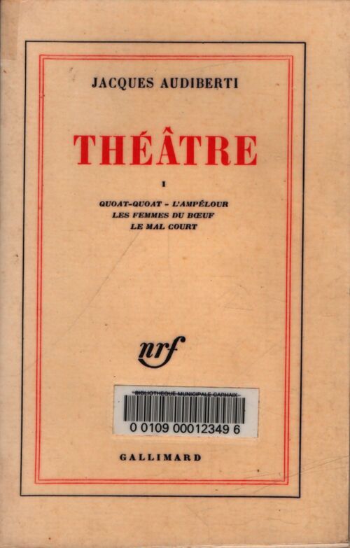 Théâtre Tome I - Jacques Audiberti - Livre