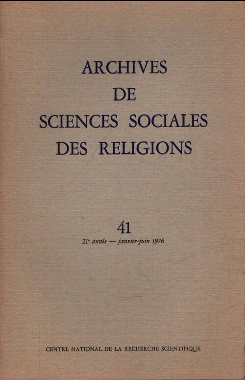 Archives de sciences sociales des religions n°41 - Collectif - Livre