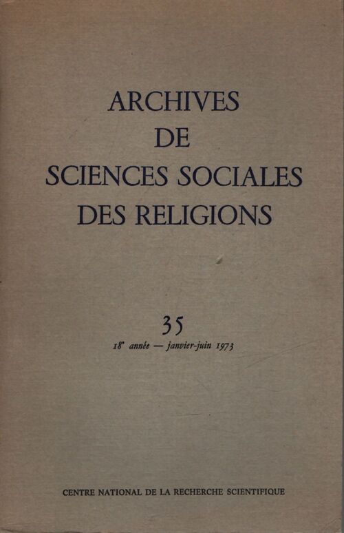 Archives de sciences sociales des religions n°35 - Collectif - Livre
