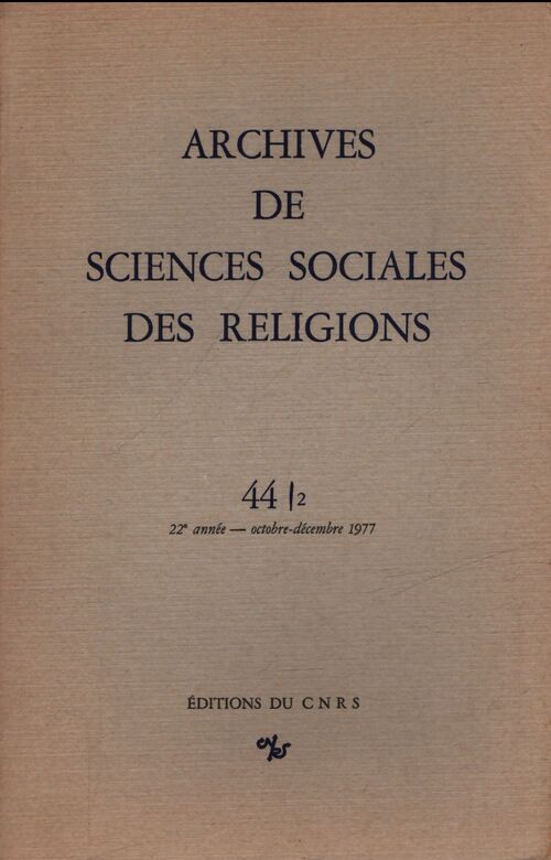 Archives de sciences sociales des religions 44. 2 - Collectif - Livre