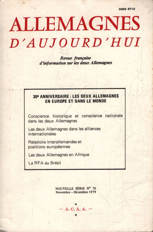 Allemagnes d'aujourd'hui n°70 - Collectif - Livre