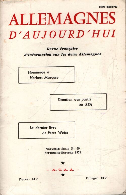 Allemagnes d'aujourd'hui n°69 - Collectif - Livre