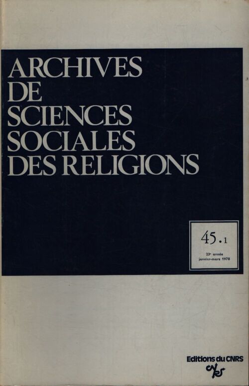 Archives de sciences sociales des religions n°45.1 - Collectif - Livre