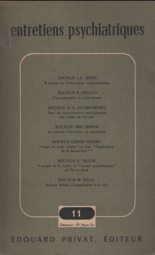 Entretiens psychiatriques n°11 - Collectif - Livre