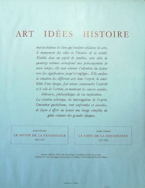 Le mythe de la Renaissance 1420-1520 - André Chastel -  Skira GF - Livre