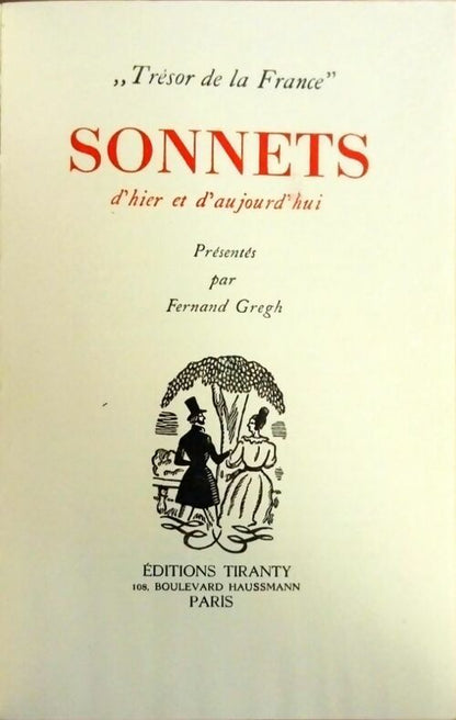 Sonnets d'hier et d'aujourd'hui - Fernand Gregh -  Trésor de la France - Livre