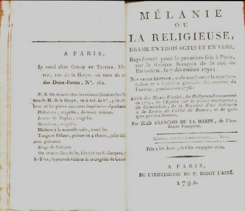 Mélanie ou la religieuse - J. De la Harpe -  Firmin-Didot poche - Livre
