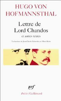 Lettre de Lord Chandos et autres textes sur la poésie - Hugo Von Hofmannsthal -  Poésie - Livre