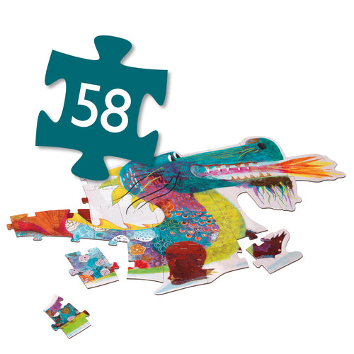 Le Dragon Lion - Puzzle géant 58 pcs - Djeco - DJ07170 - Jeu de société