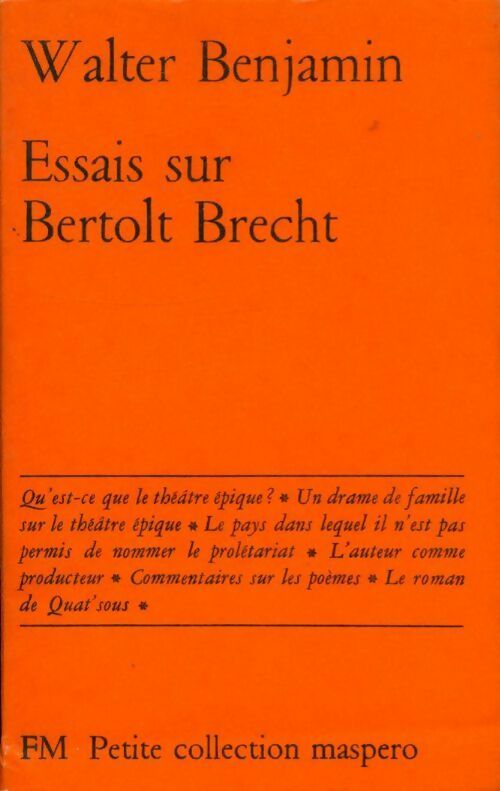 Essais sur Bertolt Brecht - Walter Benjamin -  Petite collection Maspero - Livre