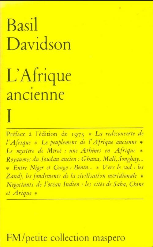 L'Afrique ancienne Tome I - Basil Davidson -  Petite collection Maspero - Livre