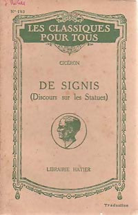 De signis (discours sur les statues) - Cicéron -  Les classiques pour tous - Livre