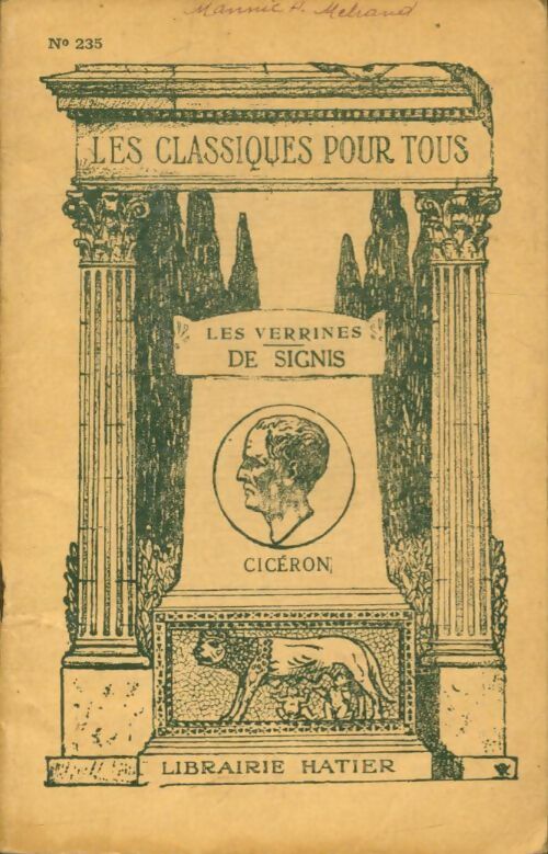 Les verrines / De signis - Cicéron -  Les classiques pour tous - Livre