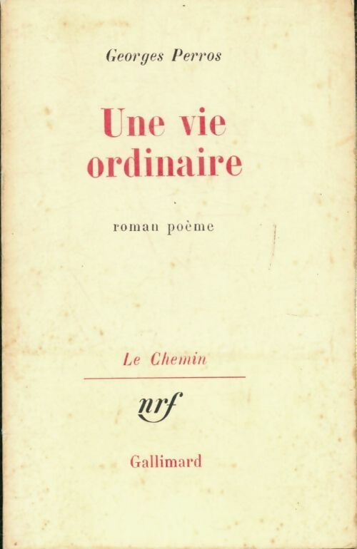 Une vie ordinaire - Georges Perros -  Le chemin - Livre