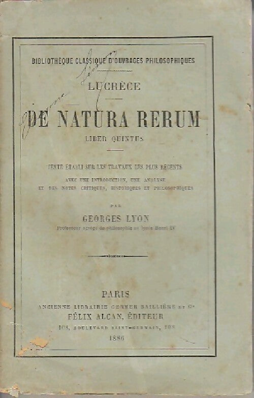 De natura rerum - Lucrèce -  Bibliothèque classique d'ouvrages philosophiques - Livre