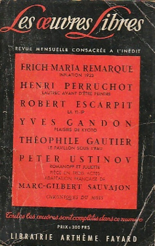 Inflation 1923 / Lautrec avant d'être peintre / Plaisirs de Kyoto / ... - Collectif -  Les Oeuvres Libres - Livre